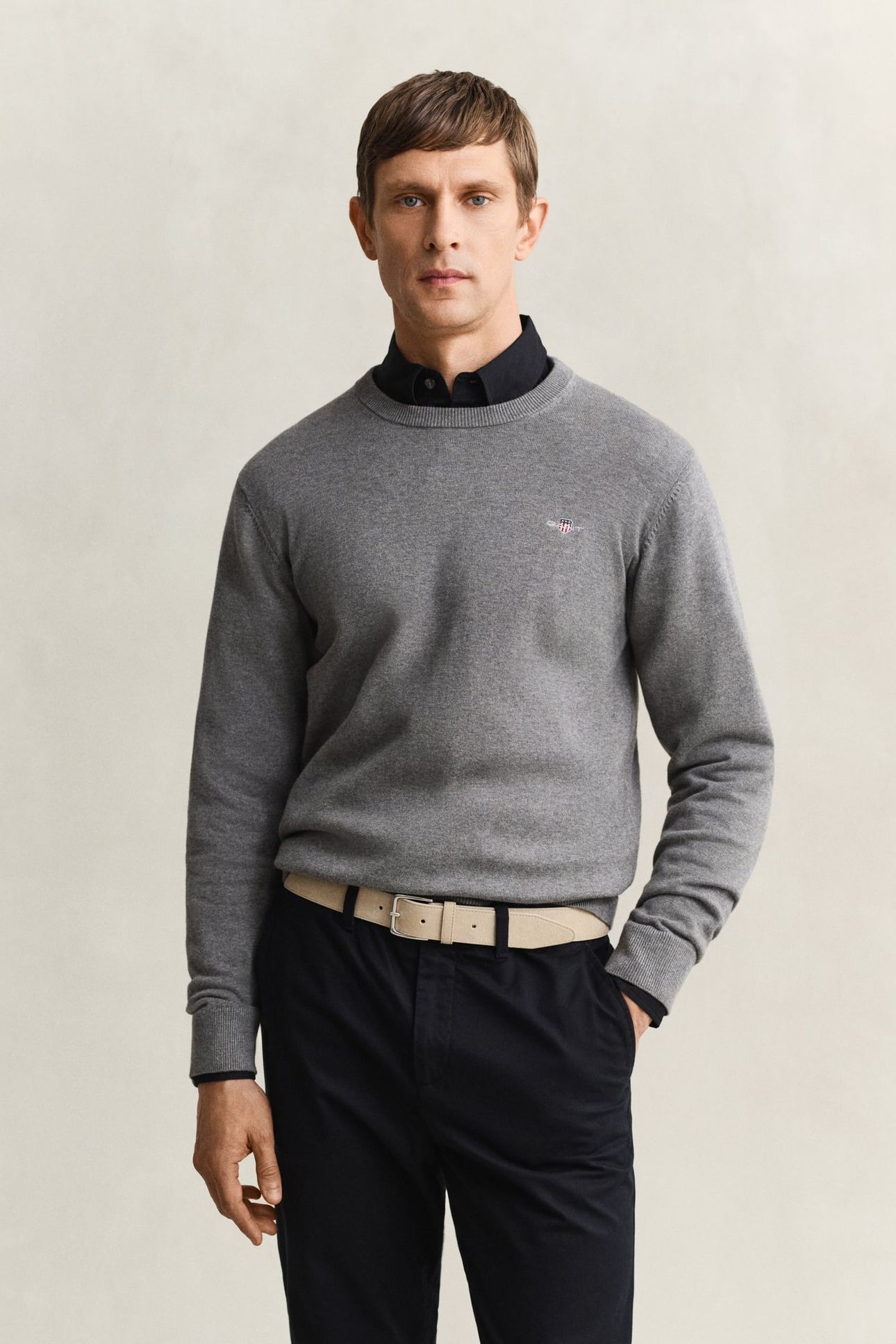 CLASSIC COTTON C-NECK DARK GREY MELANGE 1