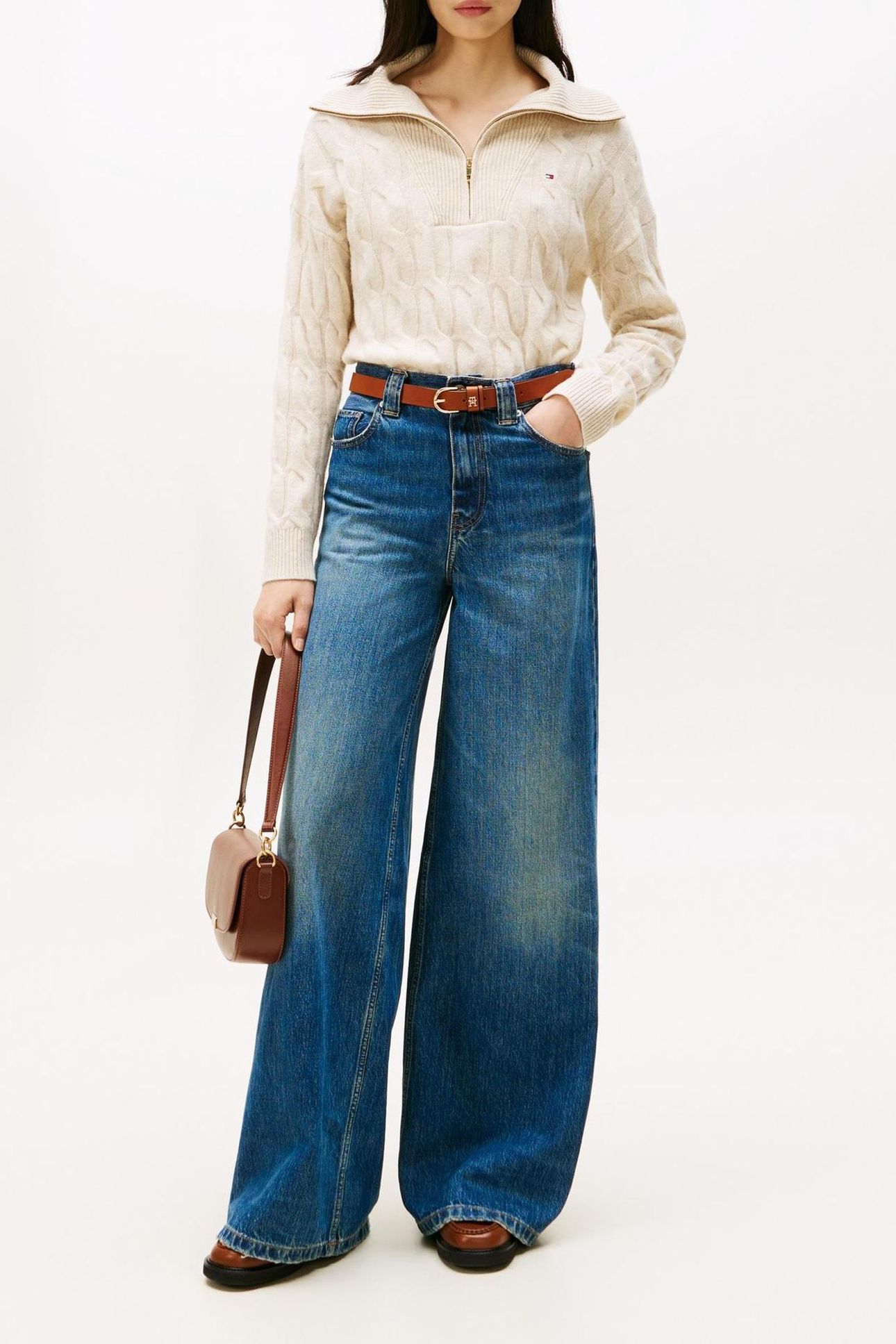SOFT WOOL CABLE 1/2 ZIP HEATHER OATMILK 2