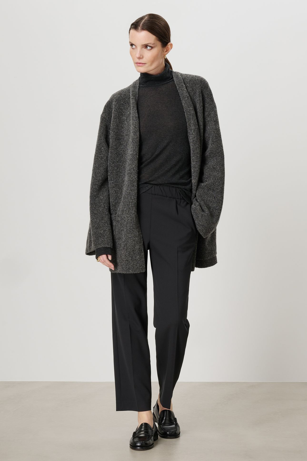 PALMER ROLL NECK TOP CHARCOAL 2