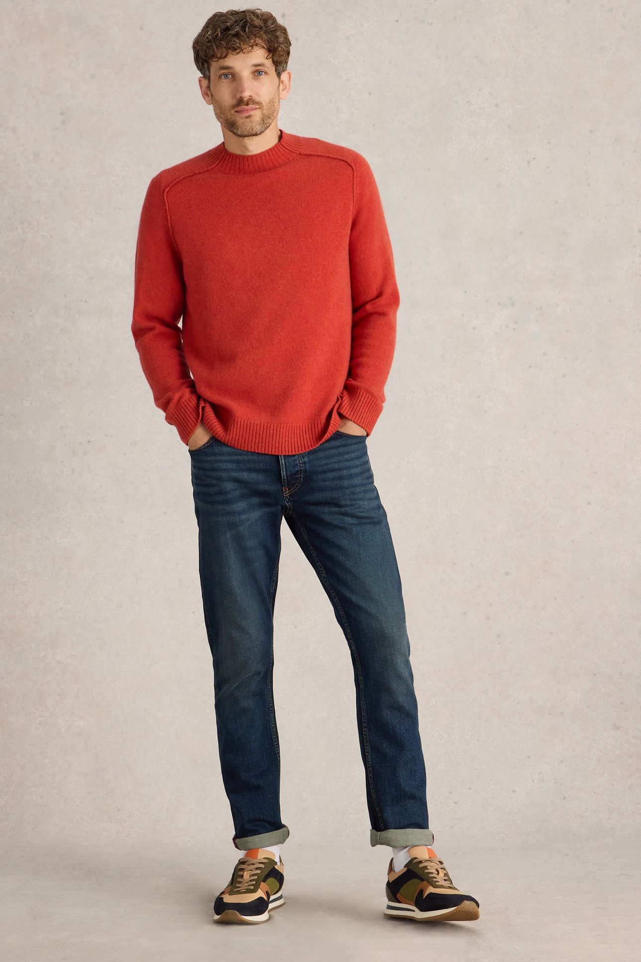 LAMBSWOOL MOCK NECK JUMPER MID RED 1