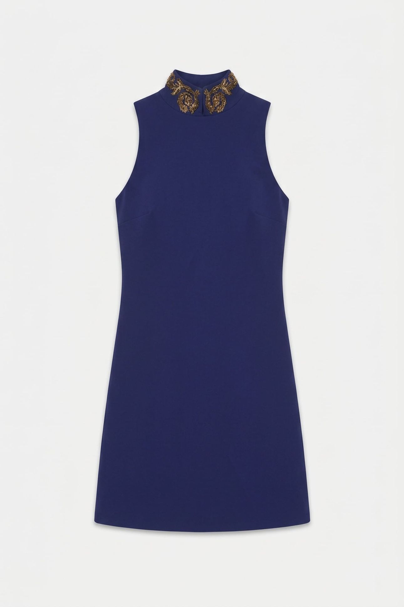 BAROQUE EMBROIDERY CREPE DRESS BLUE 3