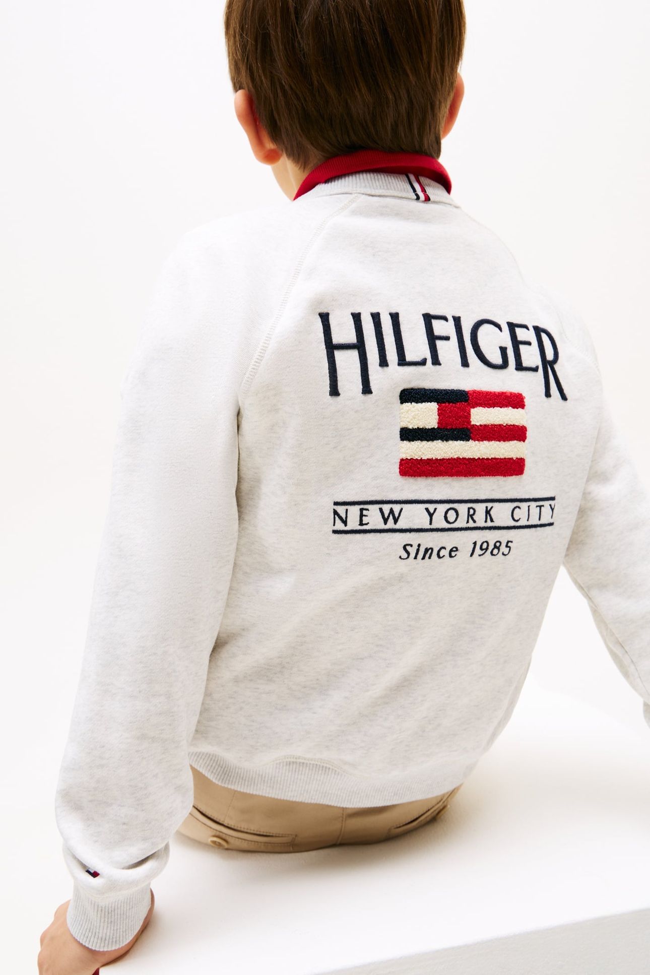 BOYS HILFIGER FLAG RELAXED SWEATSHIRT SNOW WHITE HEATHER 6
