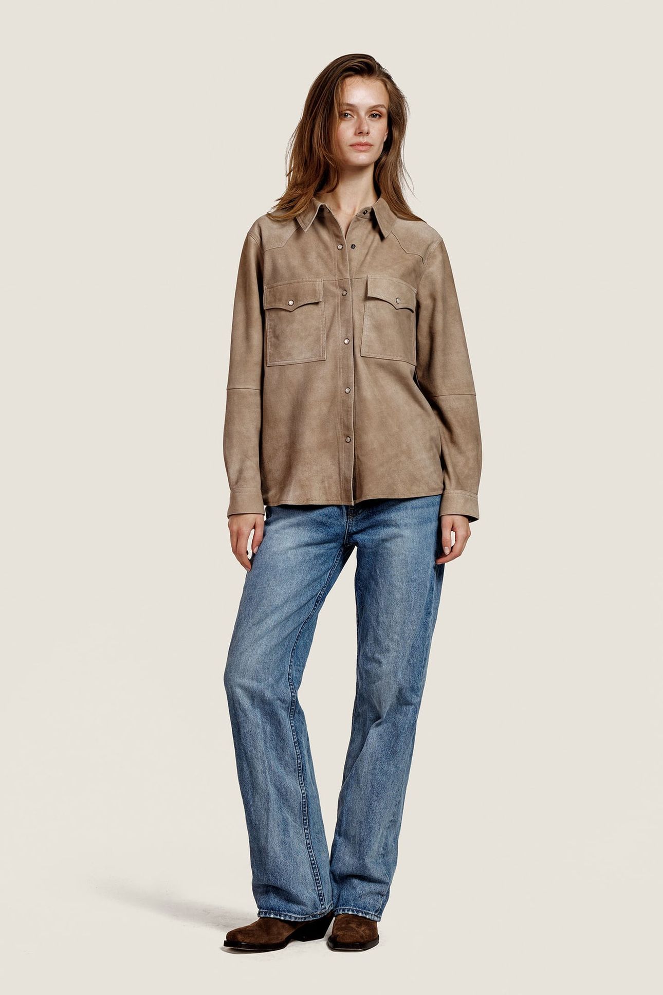 HAVANA SUEDE BLOUSE GREY TAUPE 1