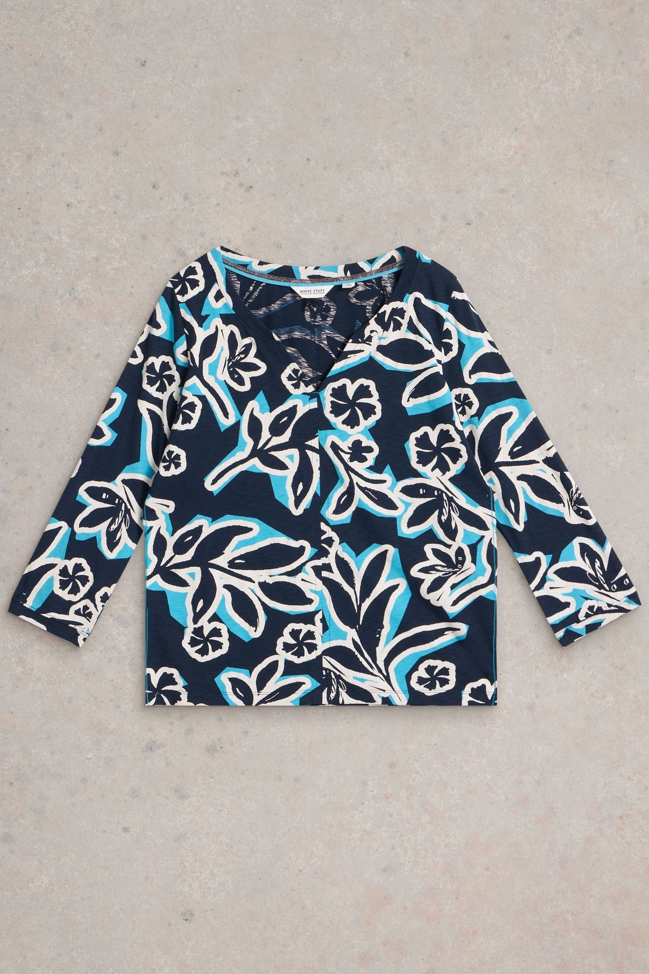 NELLY 3/4 SLV TEE NAVY PRINT 3