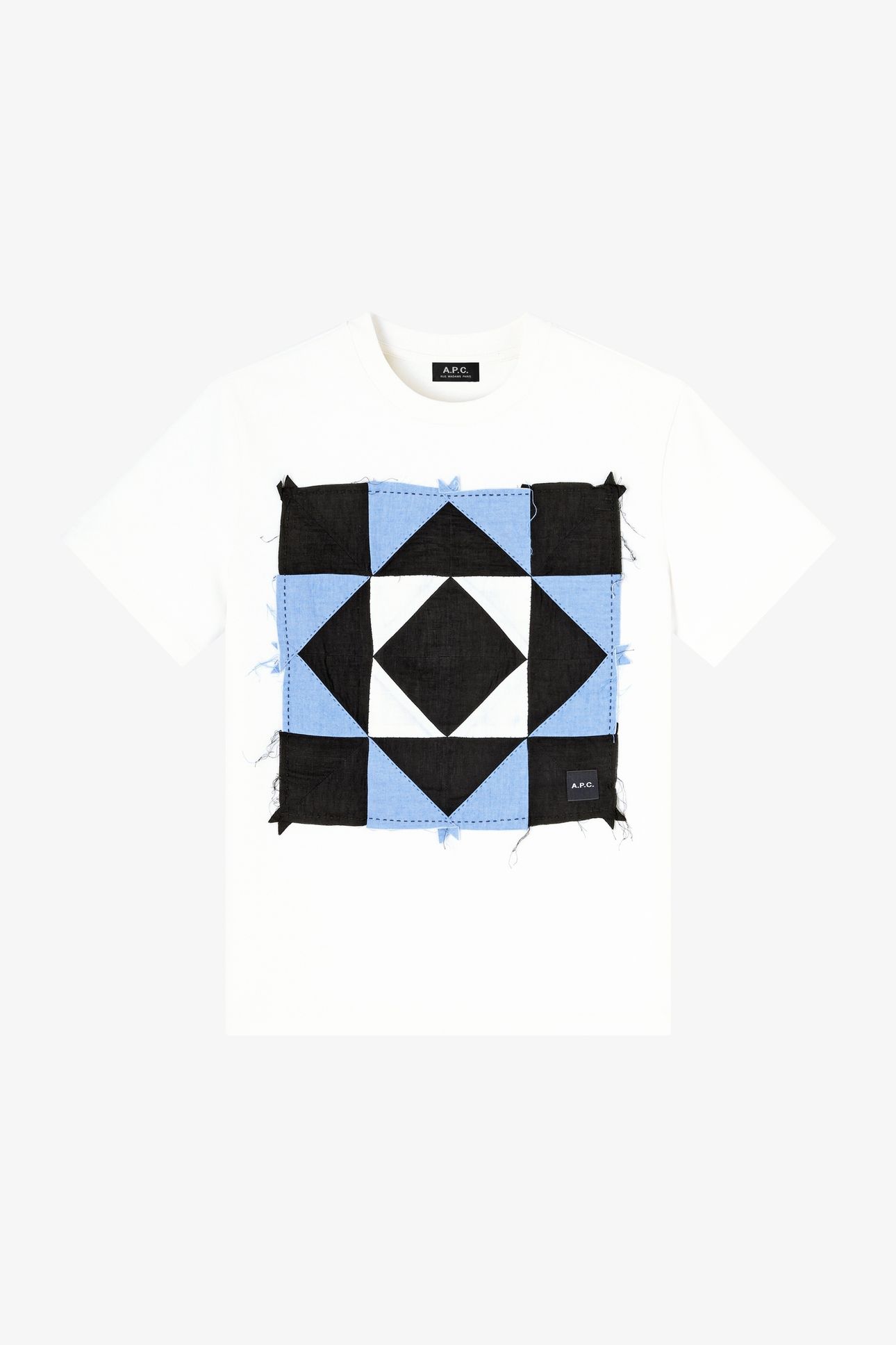 UNISEX T-SHIRT SHORT SLEEVE PATCHWORK WHITE 6