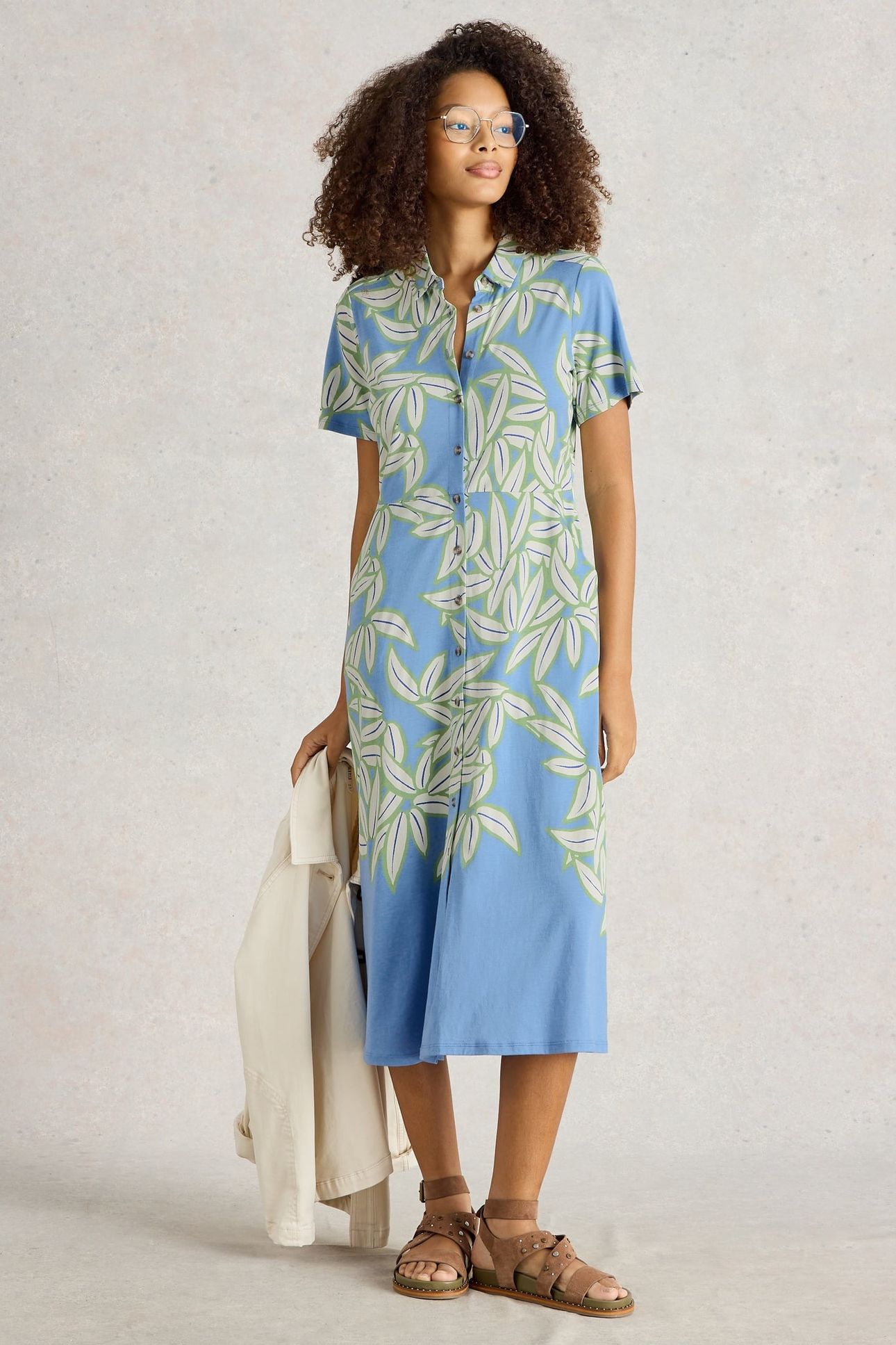 RUA JERSEY SHIRT DRESS BLUE PRINT 1