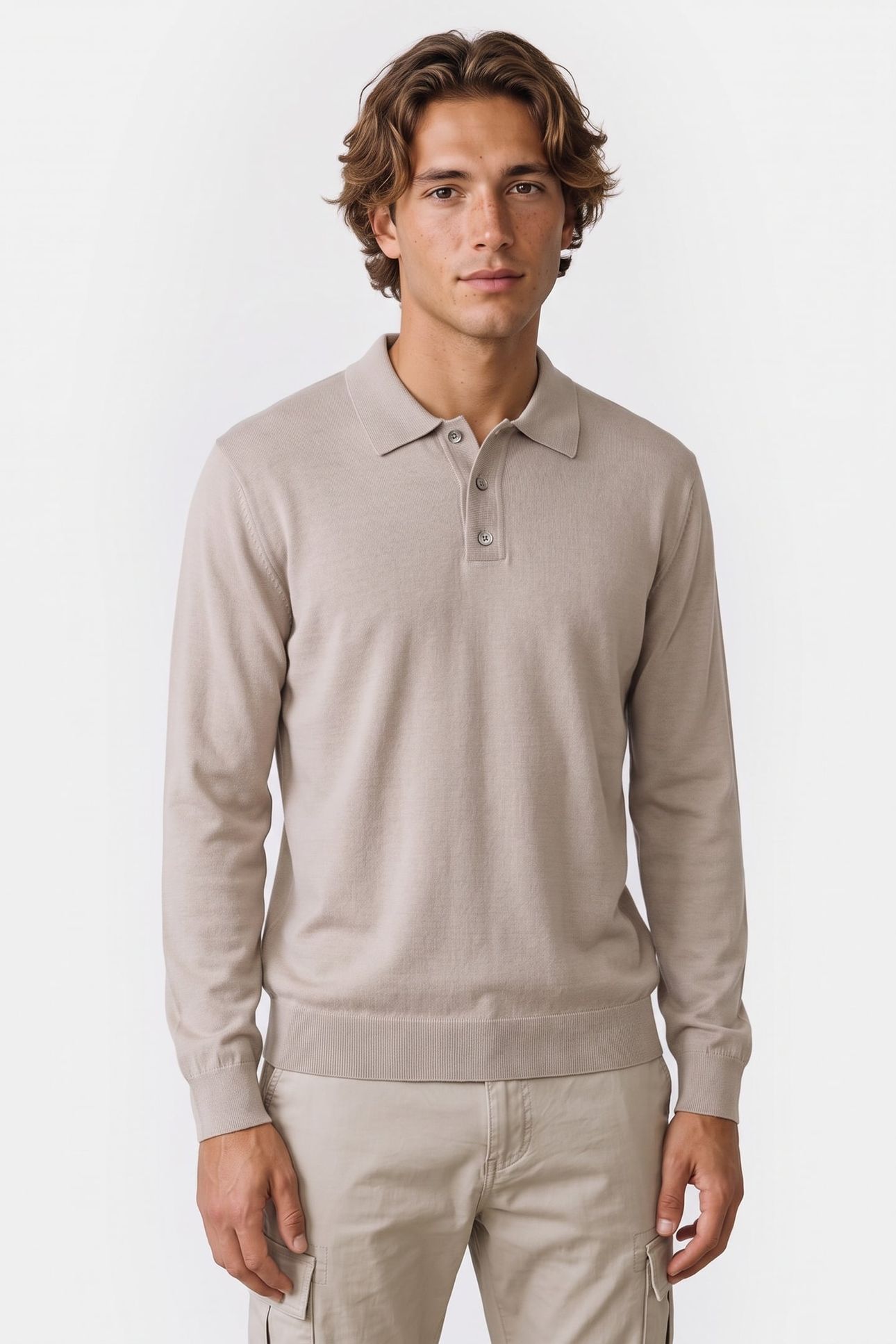 SANDER MERINO POLO BEIGE 1