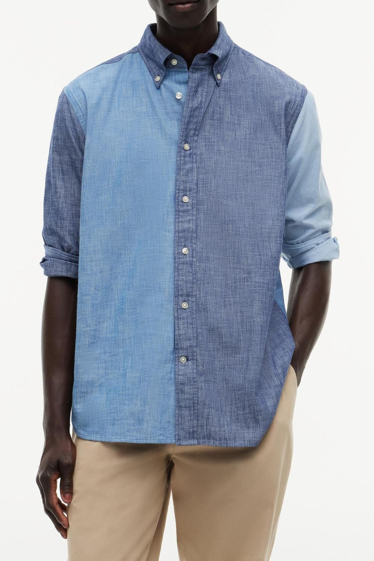 CHAMBRAY BLOCKING MID BLUE/CHECK 2