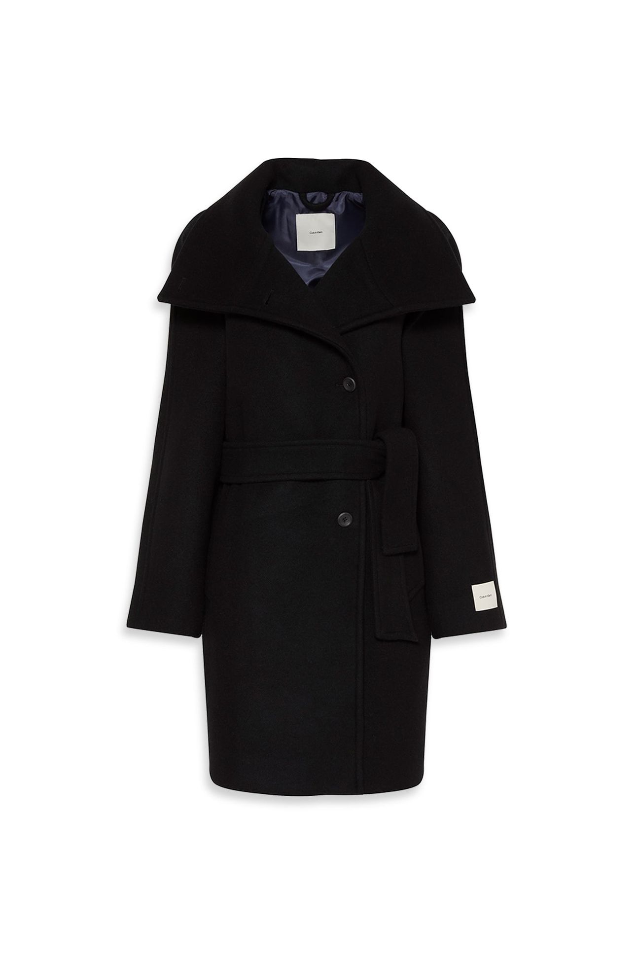 FUNNEL NECK KNEE LENGTH COAT BLACK 4