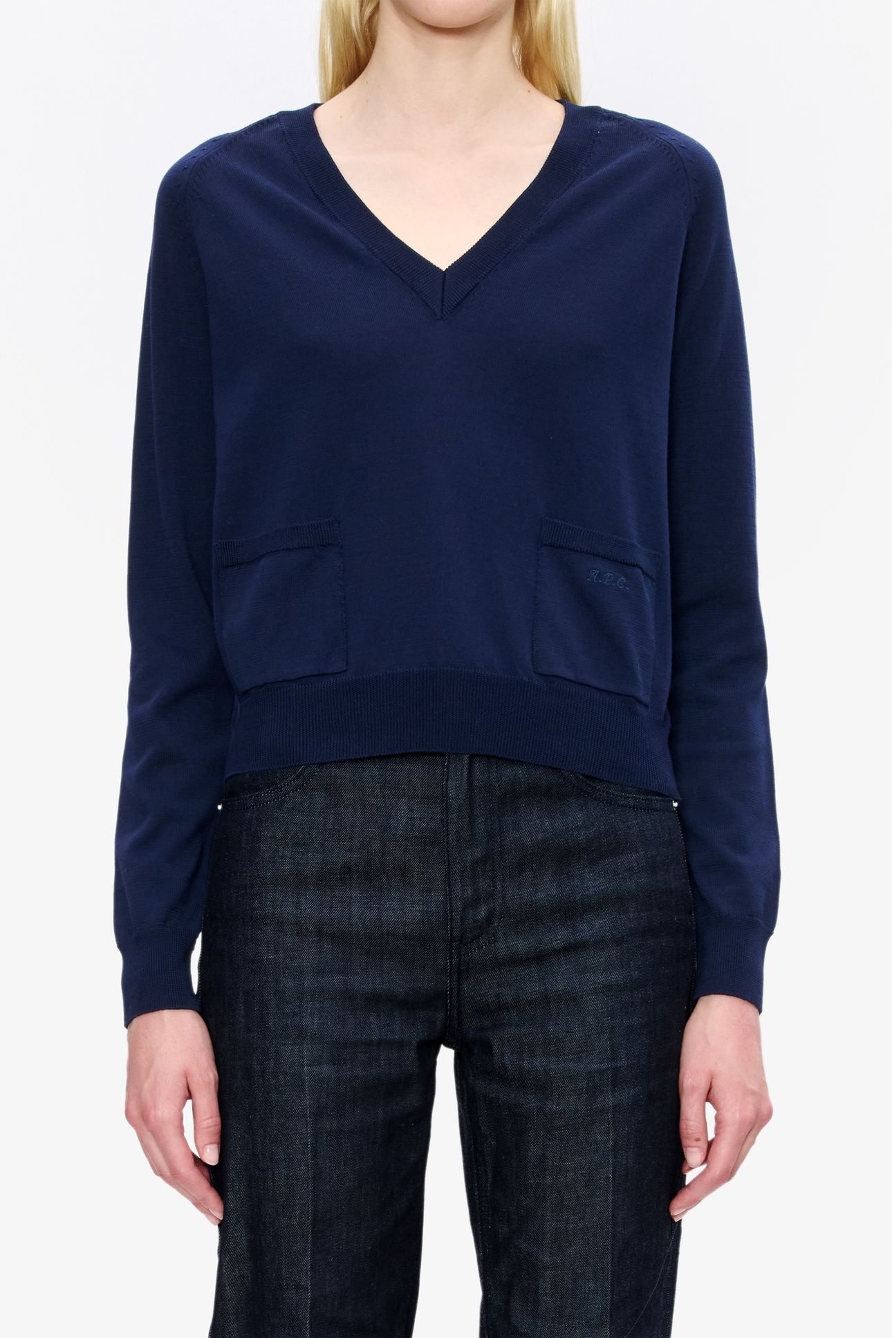SWEATER V-NECK DARK NAVY 1