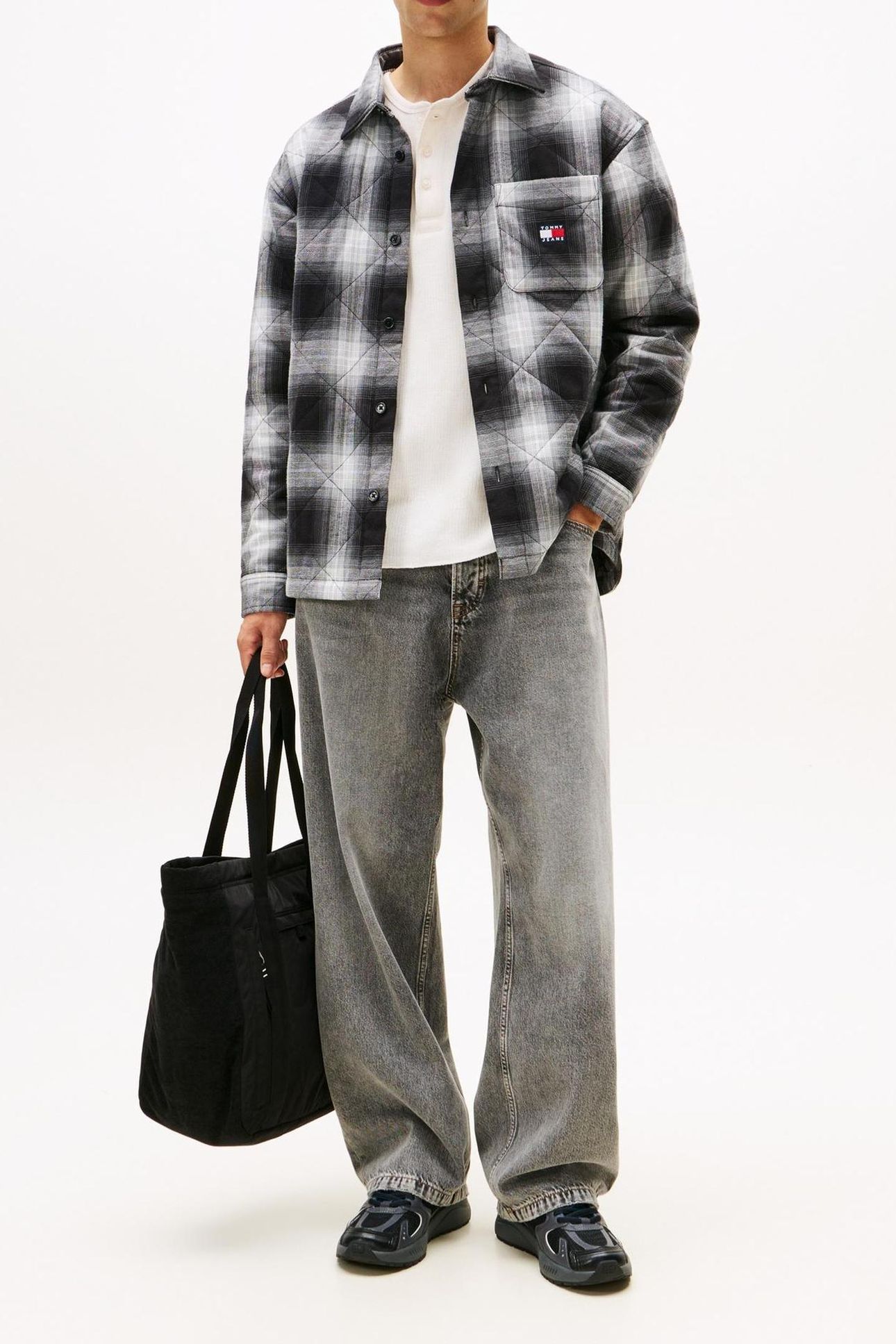 TJM QUILTED PADDED OVERSHIRT BLACK/CHECK QUILTED 3
