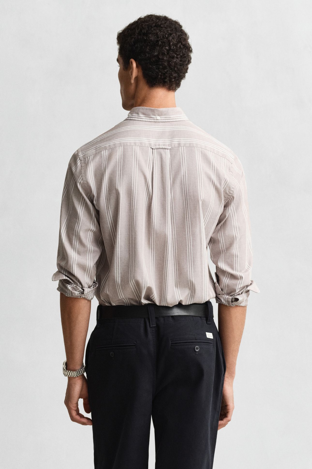 REG POPLIN FIL A FIL STRIPE SHIRT MAHOGANY BROWN 2