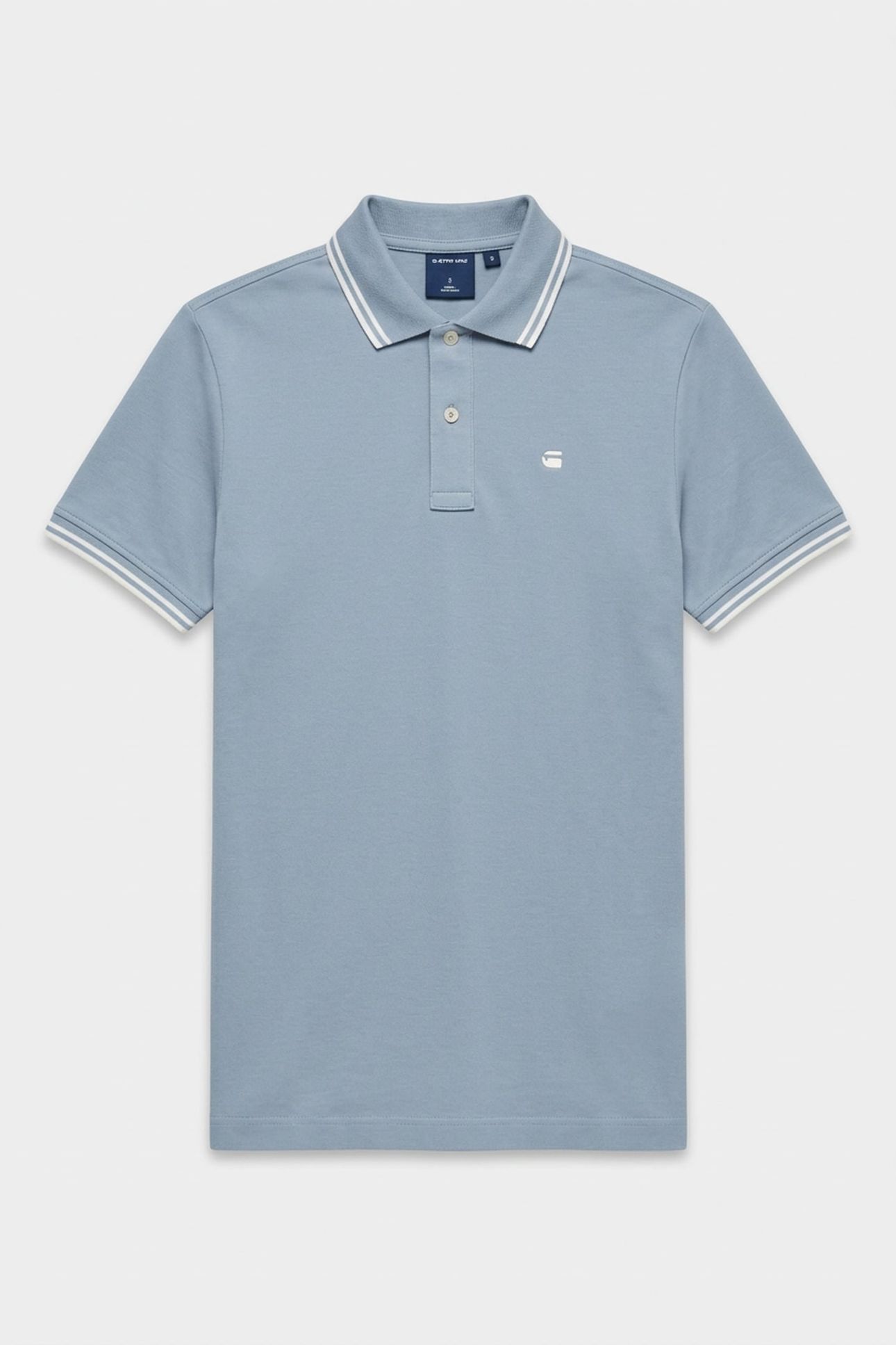 STRIPED COLLAR POLO S/S LIGHT/PASTEL BLUE 3