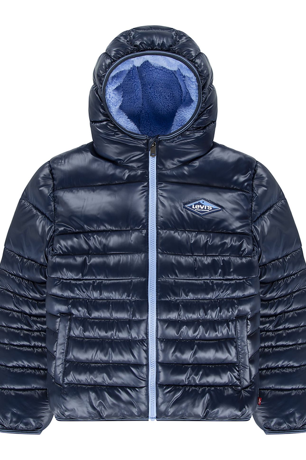 BOYS SHERPA LINED PUFFER JACKET DRESS BLUES 1