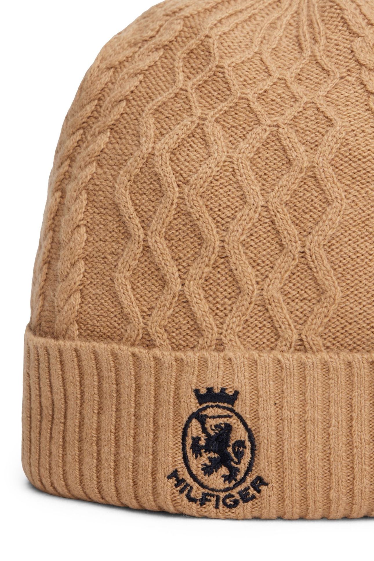 TH CREST KNIT BEANIE TIMELESS CAMEL/SPACE BLUE 3