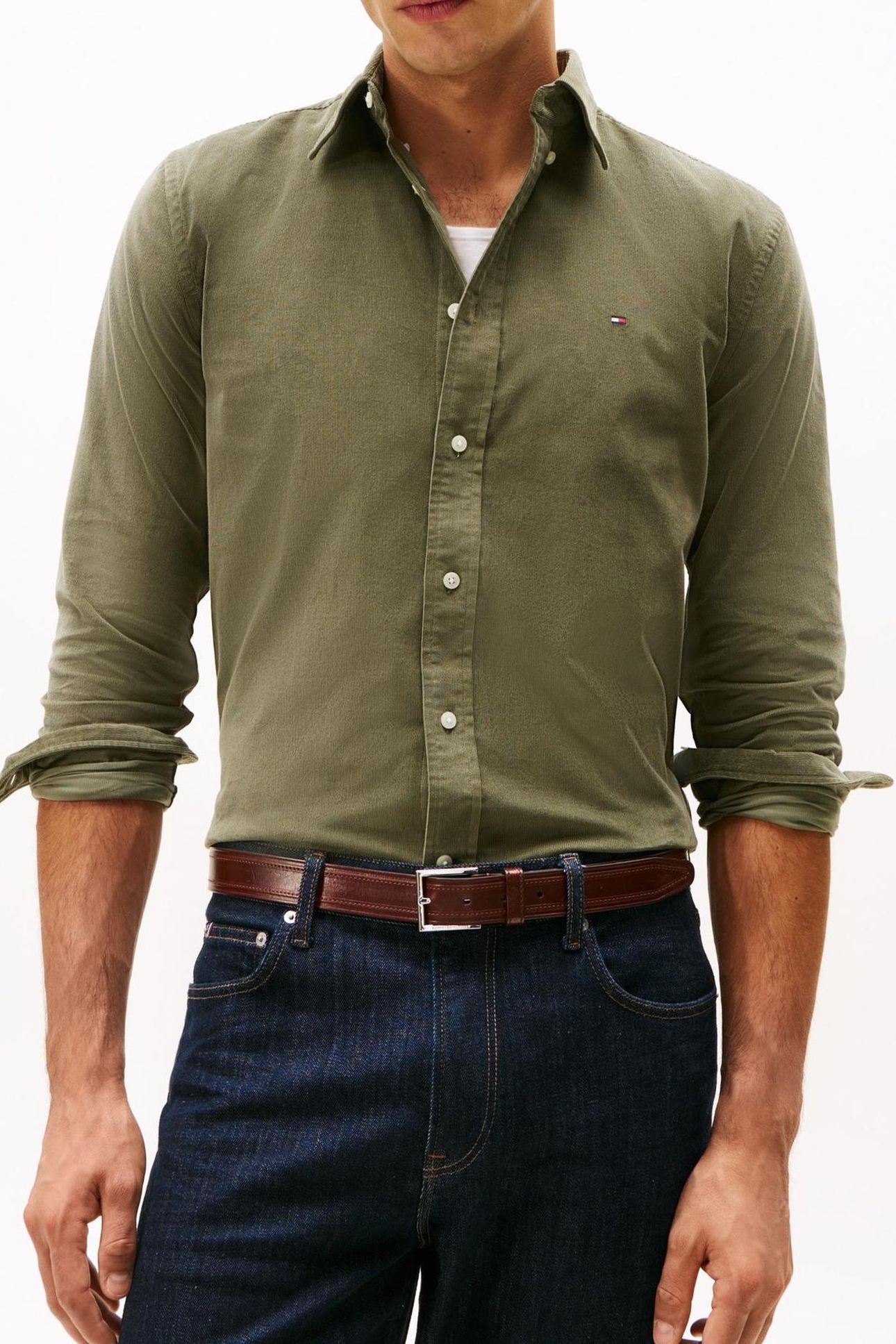 SOLID CORDUROY RF SHIRT BATTLE GREEN 1
