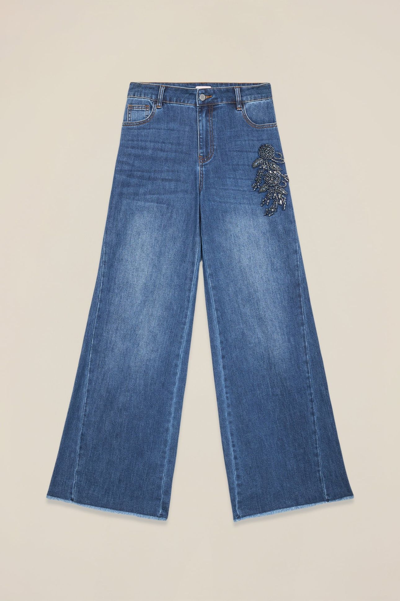 WIDE-LEG JEANS WITH JEWEL PATCHES BLUE 4