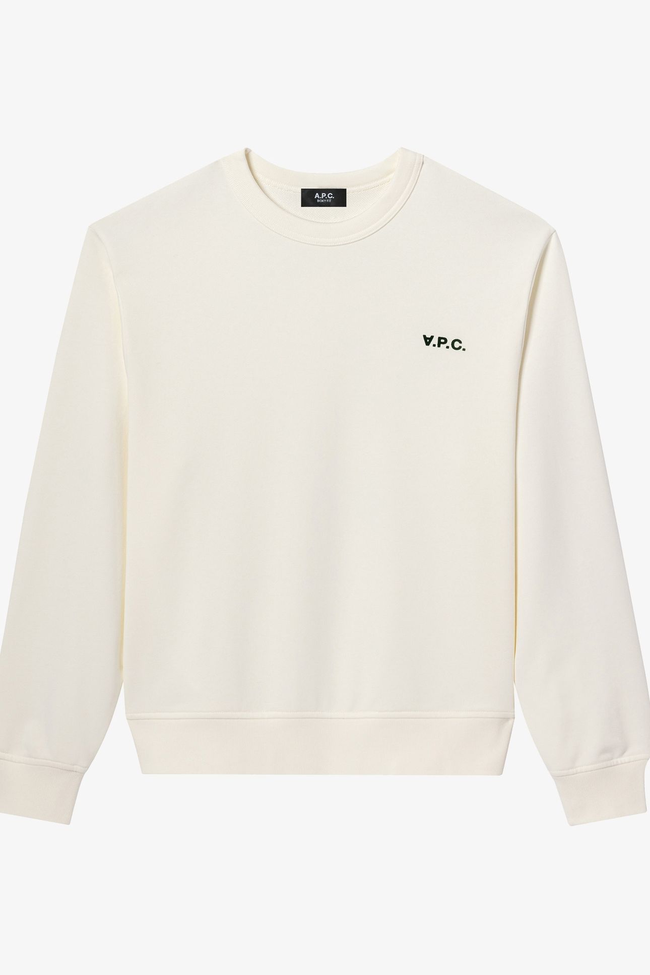 UNISEX SWEATSHIRT BOXY SMALL WHITE/GREEN 2