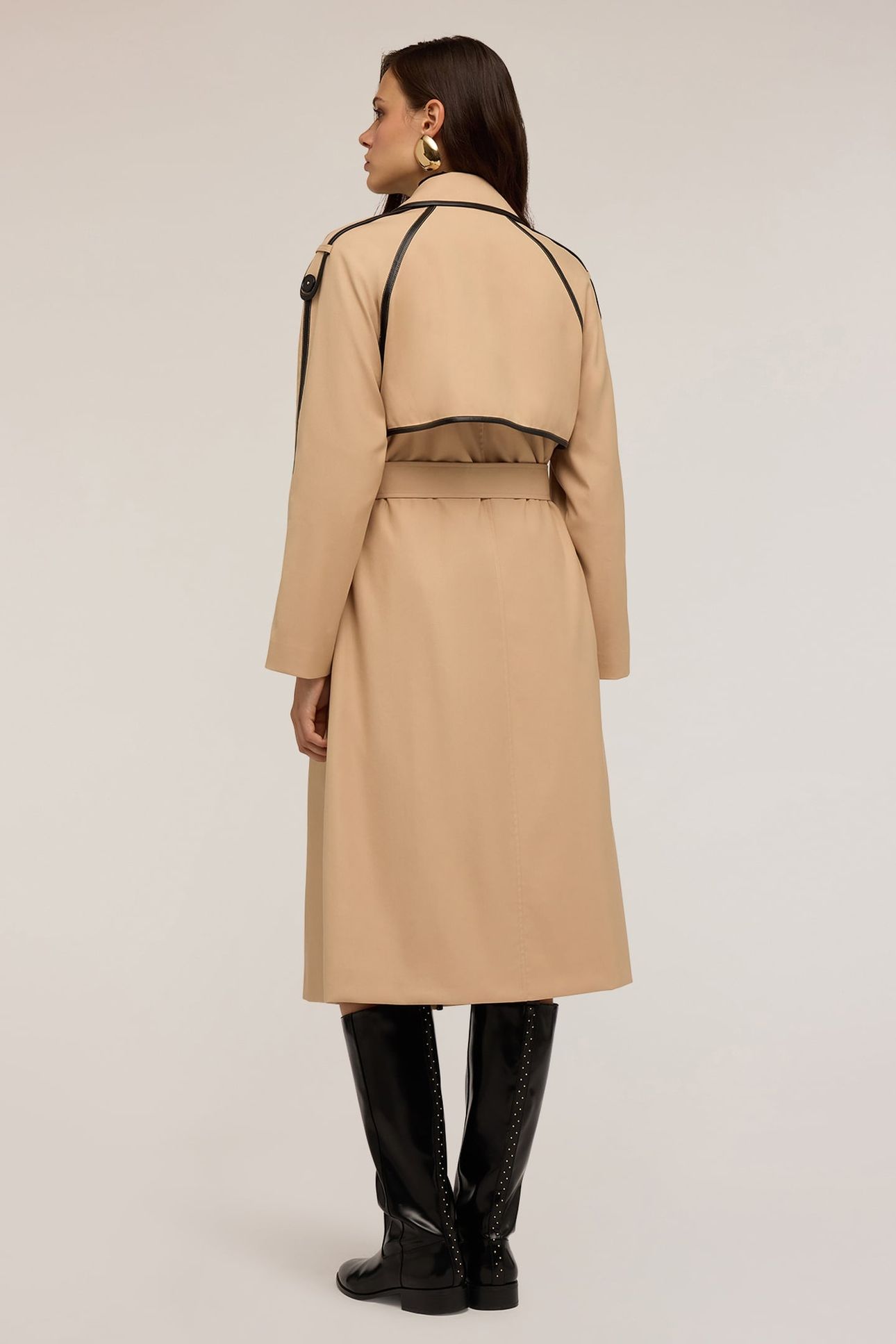 DOUBLE-BREASTED TRENCH COAT WITH TRIMMINGS BEIGE 2