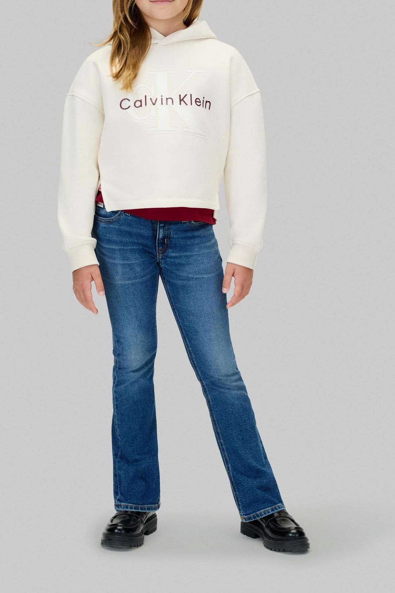 GIRLS MID RISE FLARE DARK BLUE 1