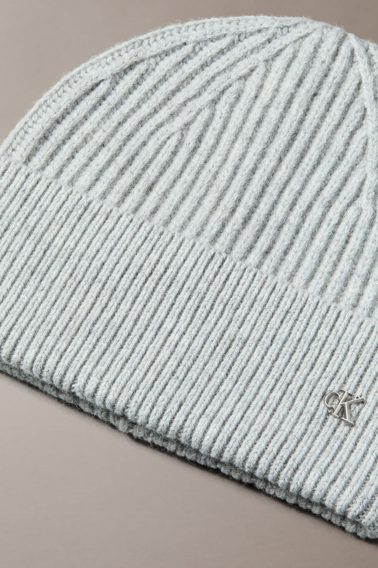 CK METAL WOOL BEANIE LIGHT GREY HEATHER 4