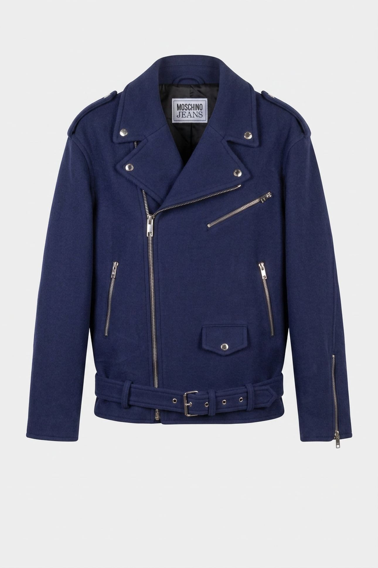MAXI BIKER IN WOOL-BLEND CLOTH BLUE 3
