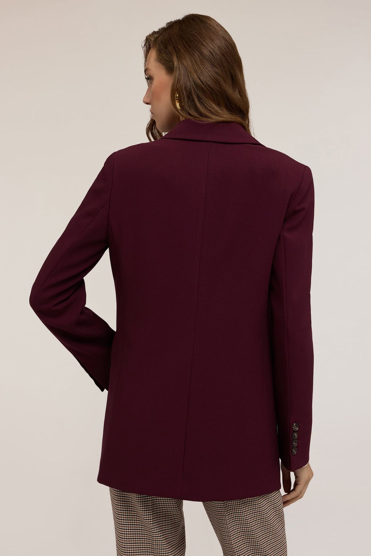 DOUBLE-BREASTED POLYESTER-VISCOSE BLAZER BURGUNDY 3