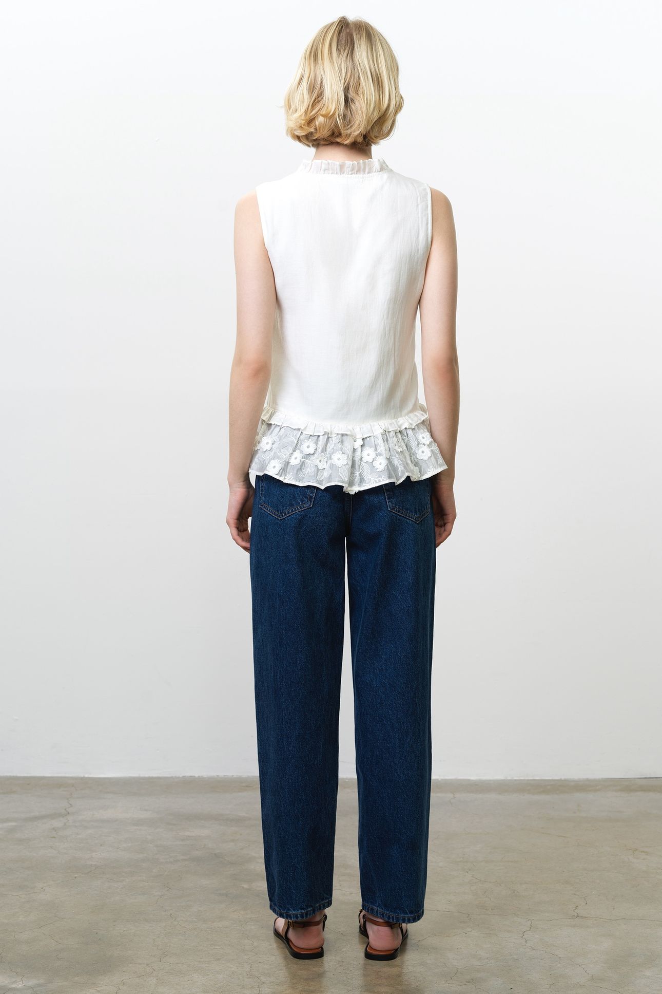 VANI COTTON PEPLUM TOP LINEN WHITE 2