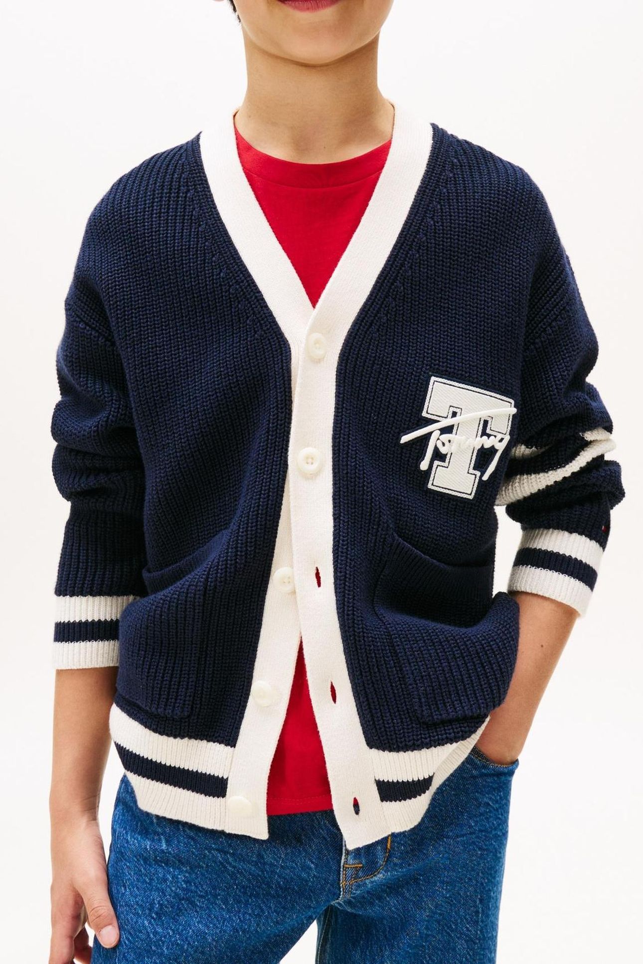 BOYS VARSITY GRAPHIC V-NECK DARK NIGHT NAVY 1