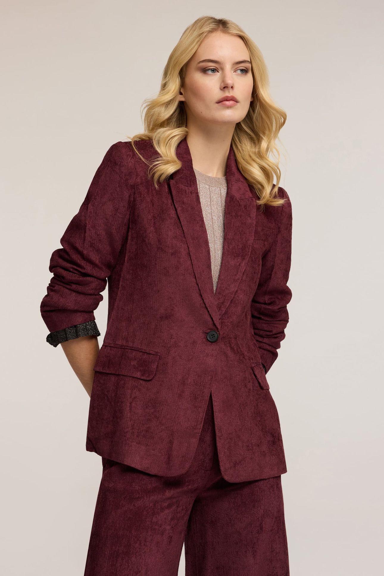 CORDUROY BLAZER BURGUNDY 2