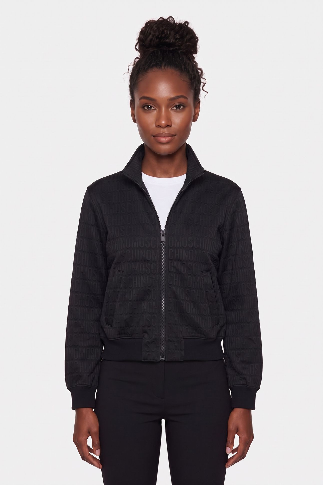 ALLOVER LOGO COTTON BLEND SWEATSHIRT BLACK 1