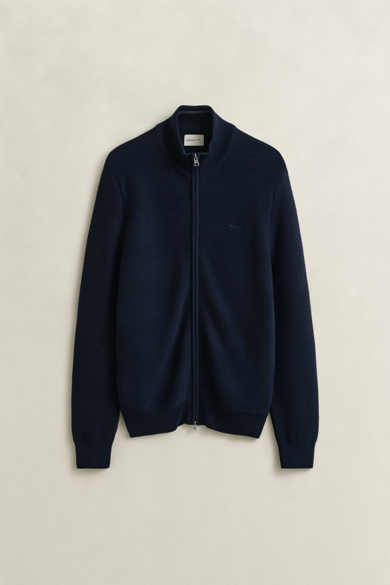 COTTON TEXTURE ZIPPED CARDIGAN EVENING BLUE 4
