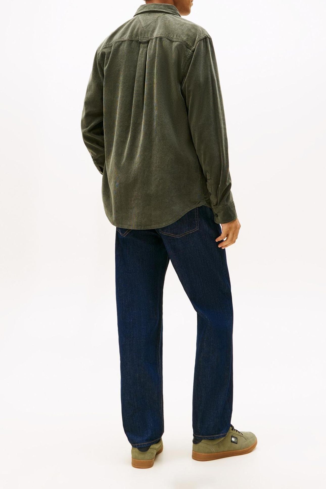 TJM REG BABY CORD SHIRT PEWTER GREEN 2