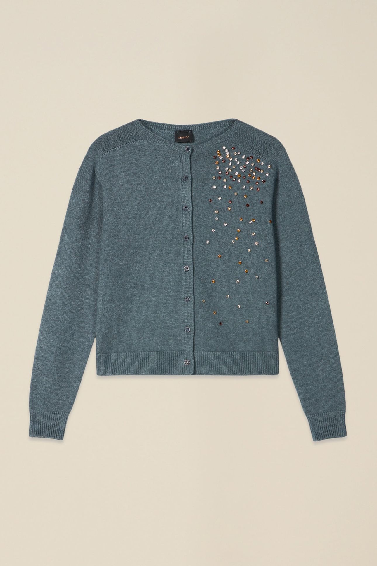 VISCOSE BLEND CARDIGAN WITH CRYSTALS GREY 3