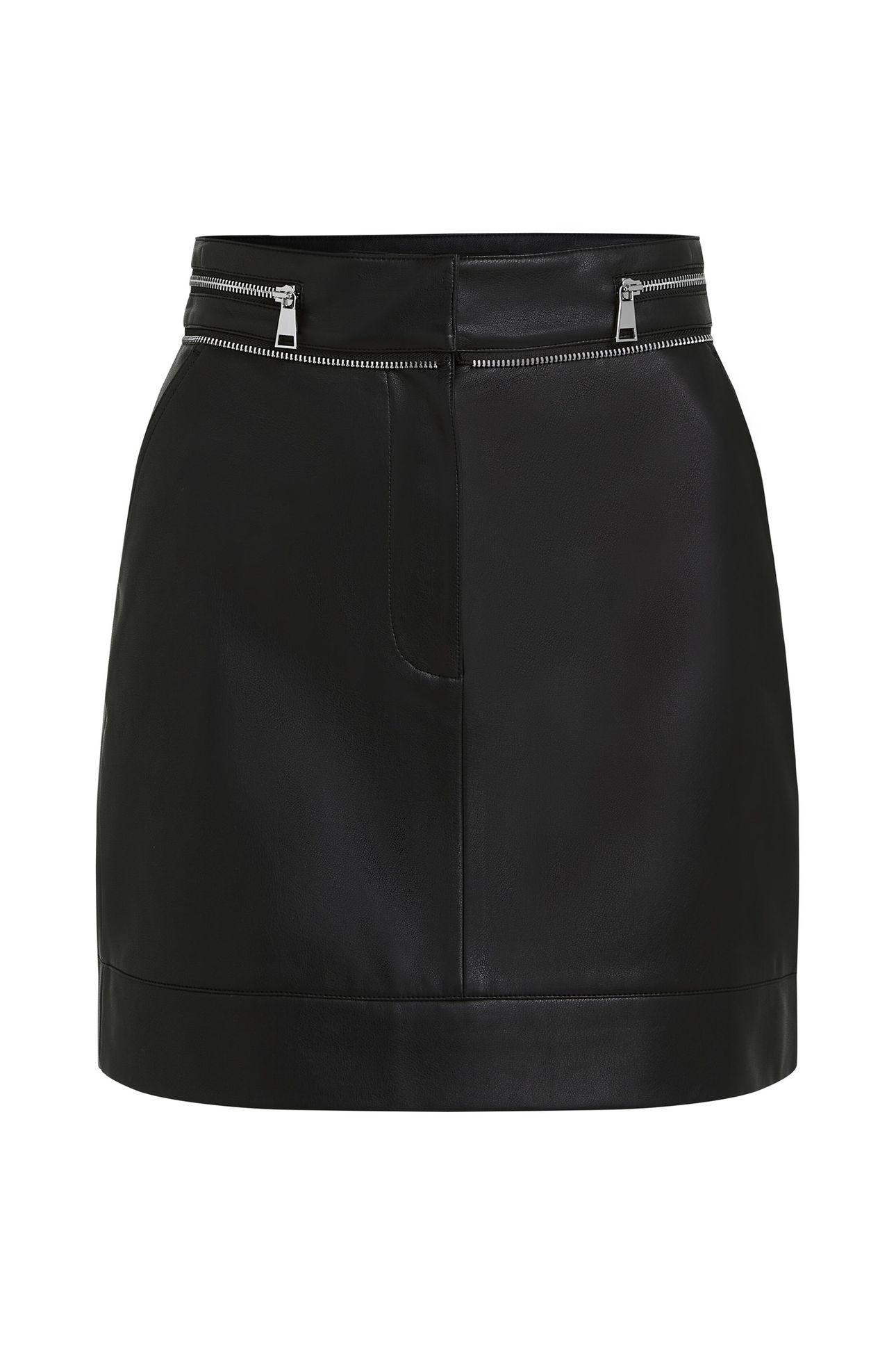 FAUX LEATHER ZIP SKIRT BLACK 4