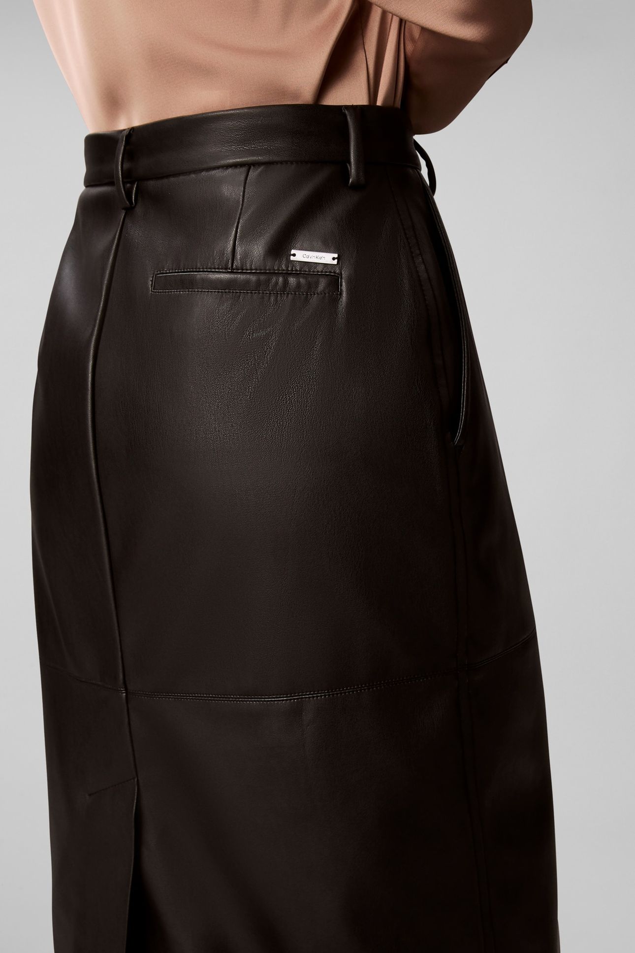 FAUX LEATHER MIDI SKIRT BLACK 6