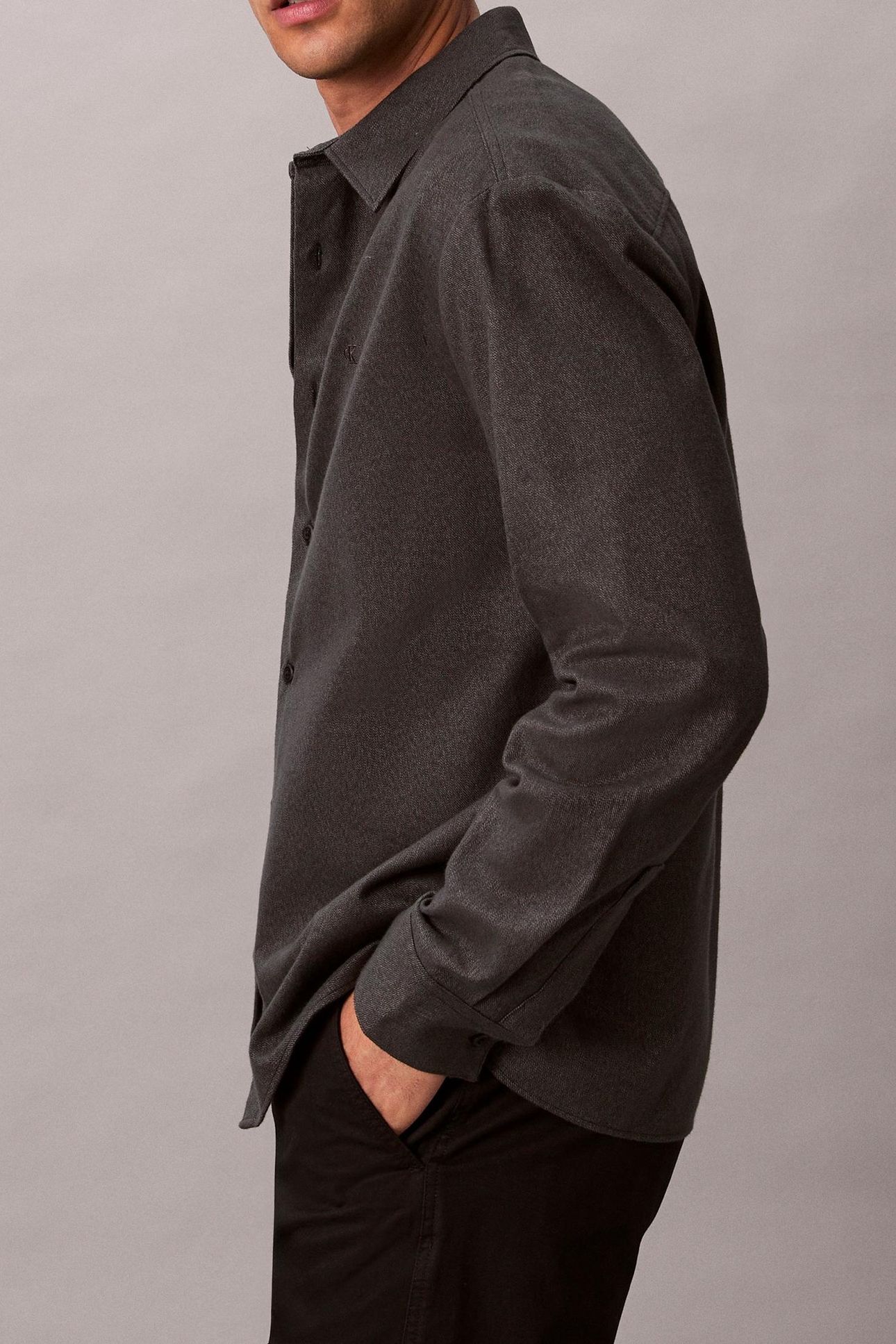 LS MELANGE FLANNEL SHIRT BLACK 5