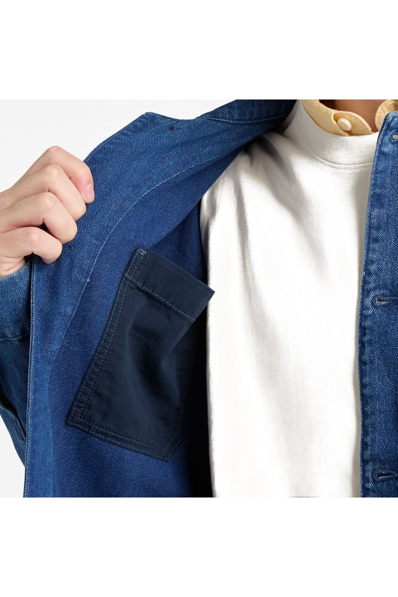 KEMPSHIRE HERRINGBONE DENIM CHORE JACKET MOODY BLUE WASH 4