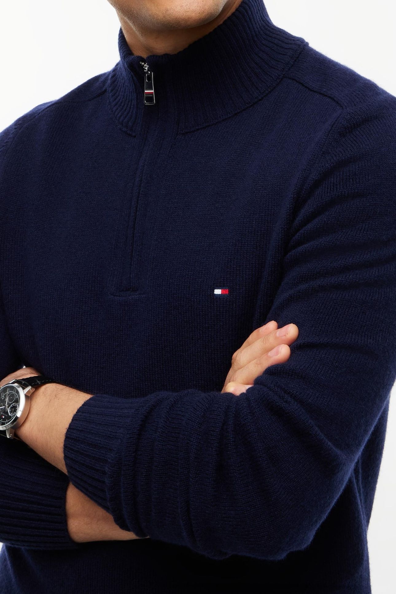 LAMBSWOOL ZIP MOCK NAVY BLUE 8