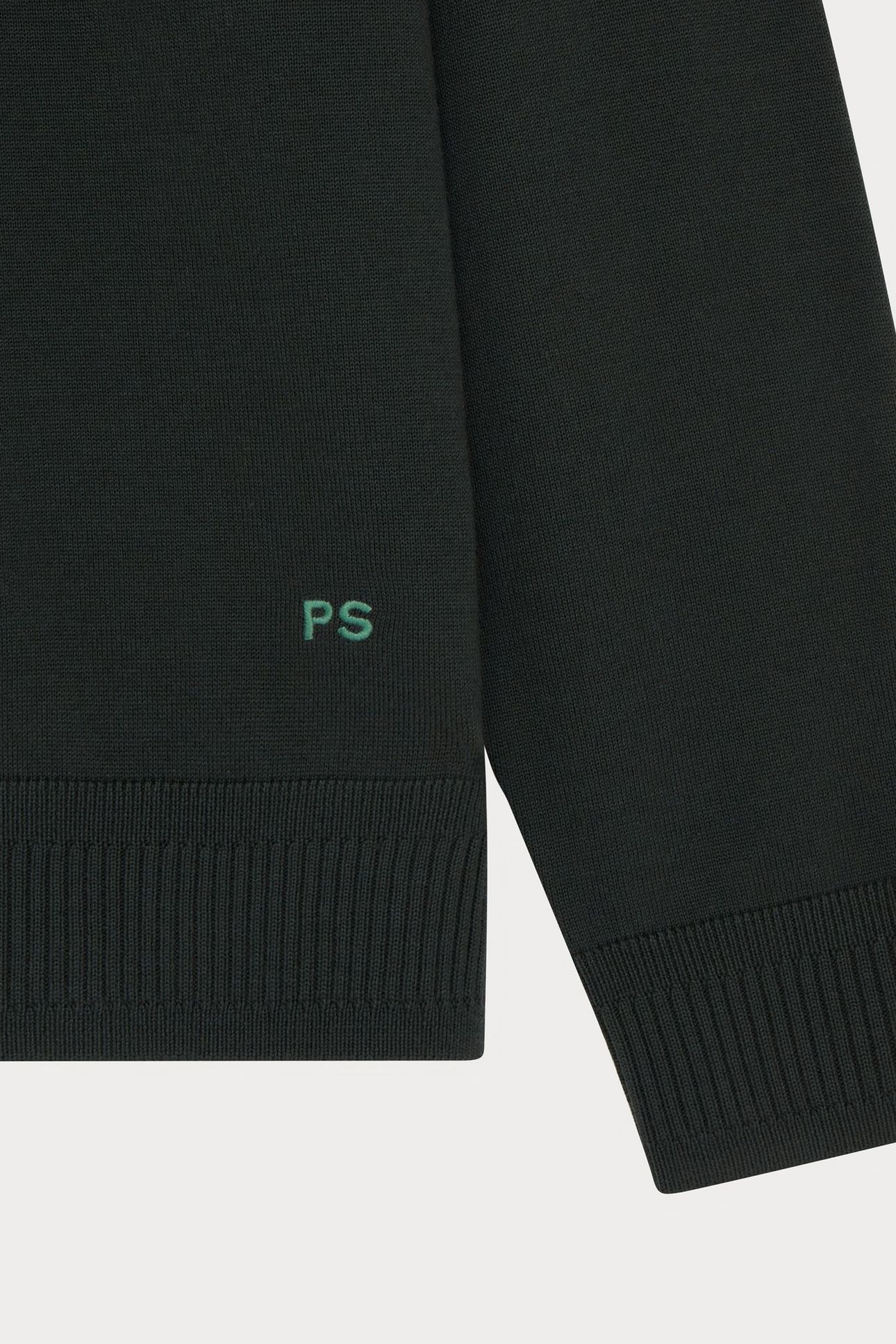 MENS SWEATER LS POLO VERY DARK GREEN 5