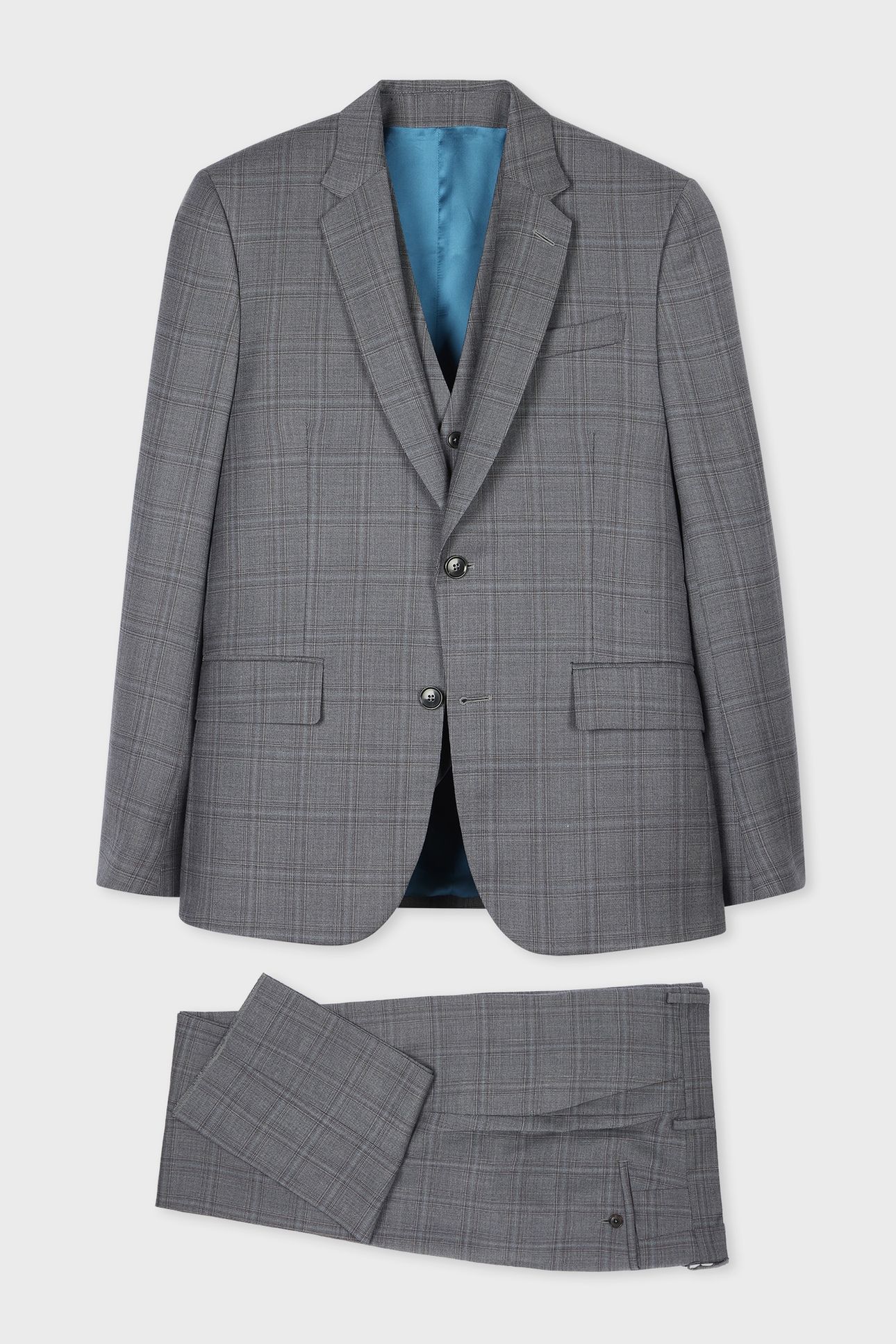 MENS TAILORED FIT 3PC 2 BUTTON SUIT GREY 5