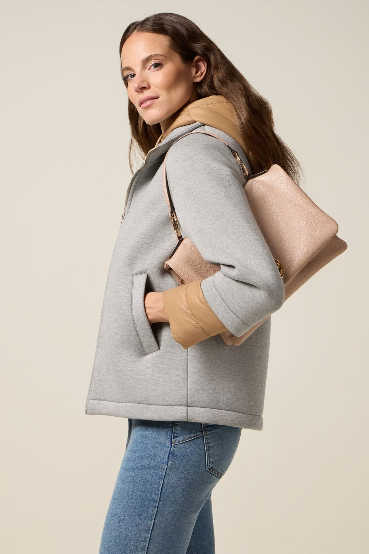 TWO-MATERIAL COMBINED JACKET GREY 3
