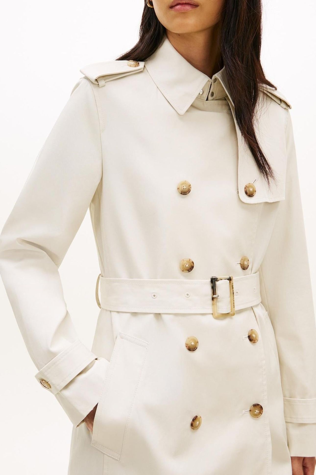SLIM COTTON MIDI TRENCH LIGHT SILT 4