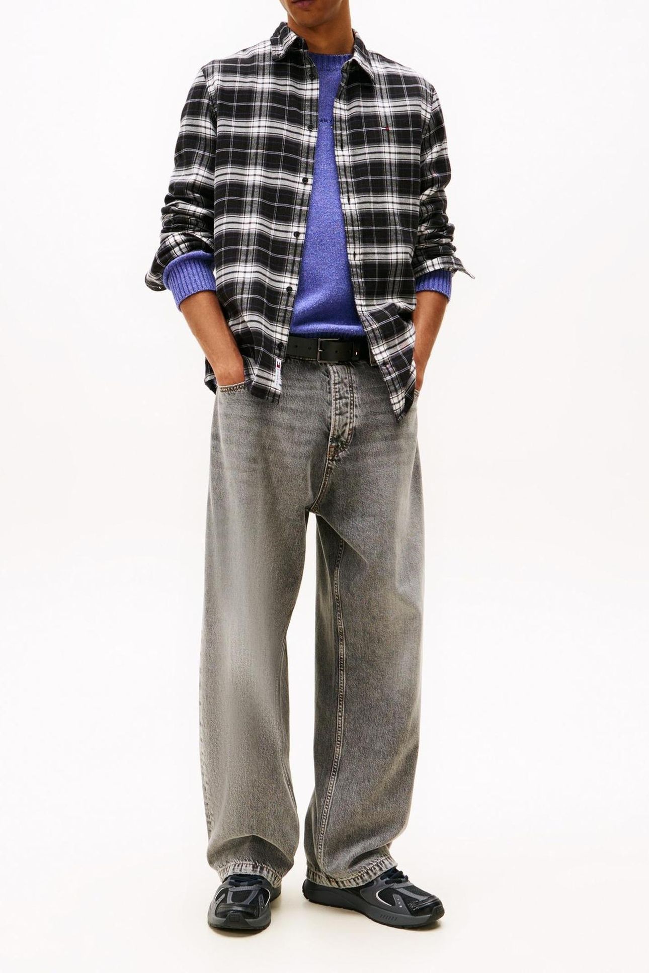 TJM REG FLANNEL CHECKED SHIRT BLACK/BIG CHECK 3