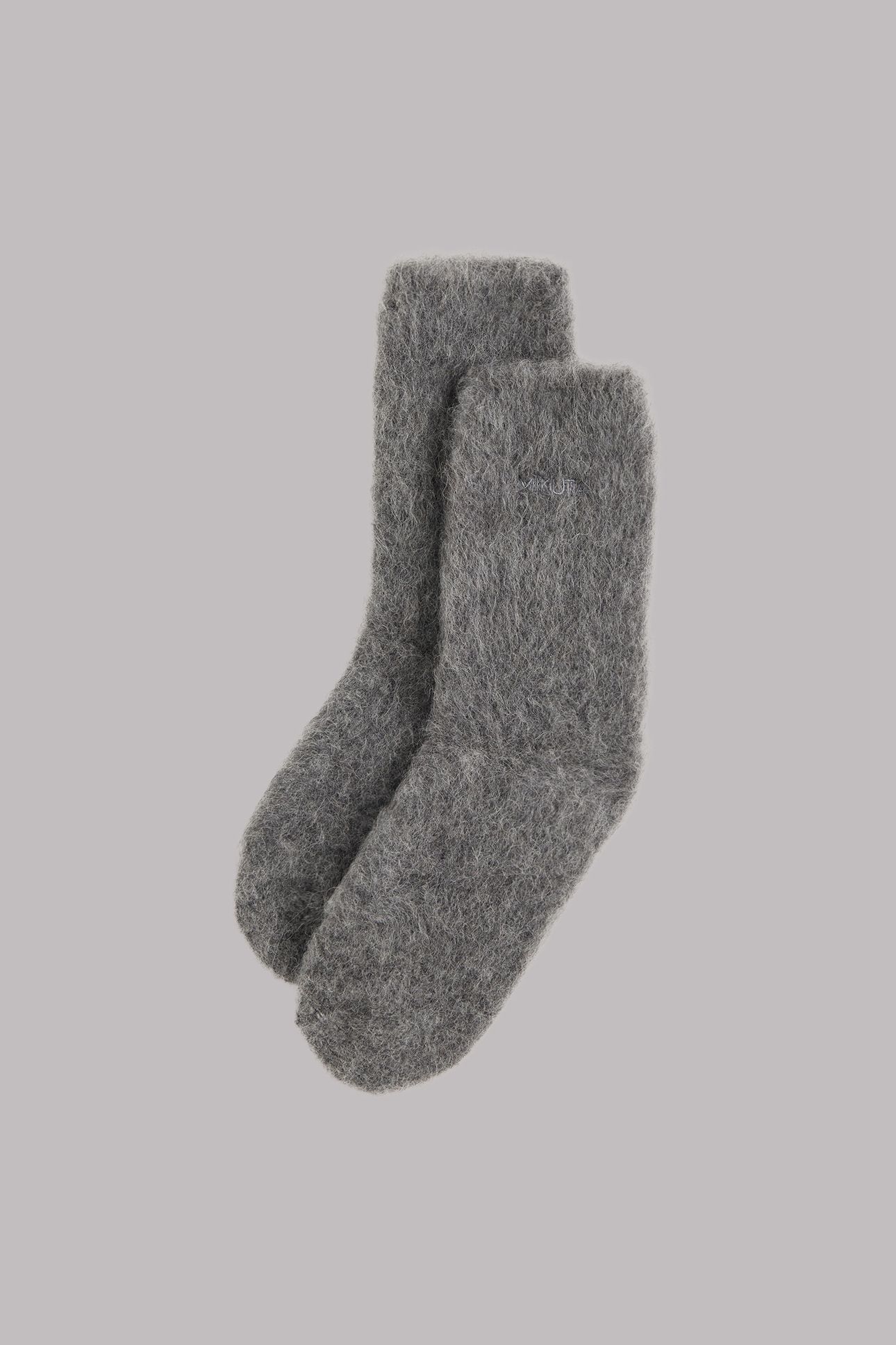 THE GREY FLUFFY ALPACA KNIT SOCKS 1