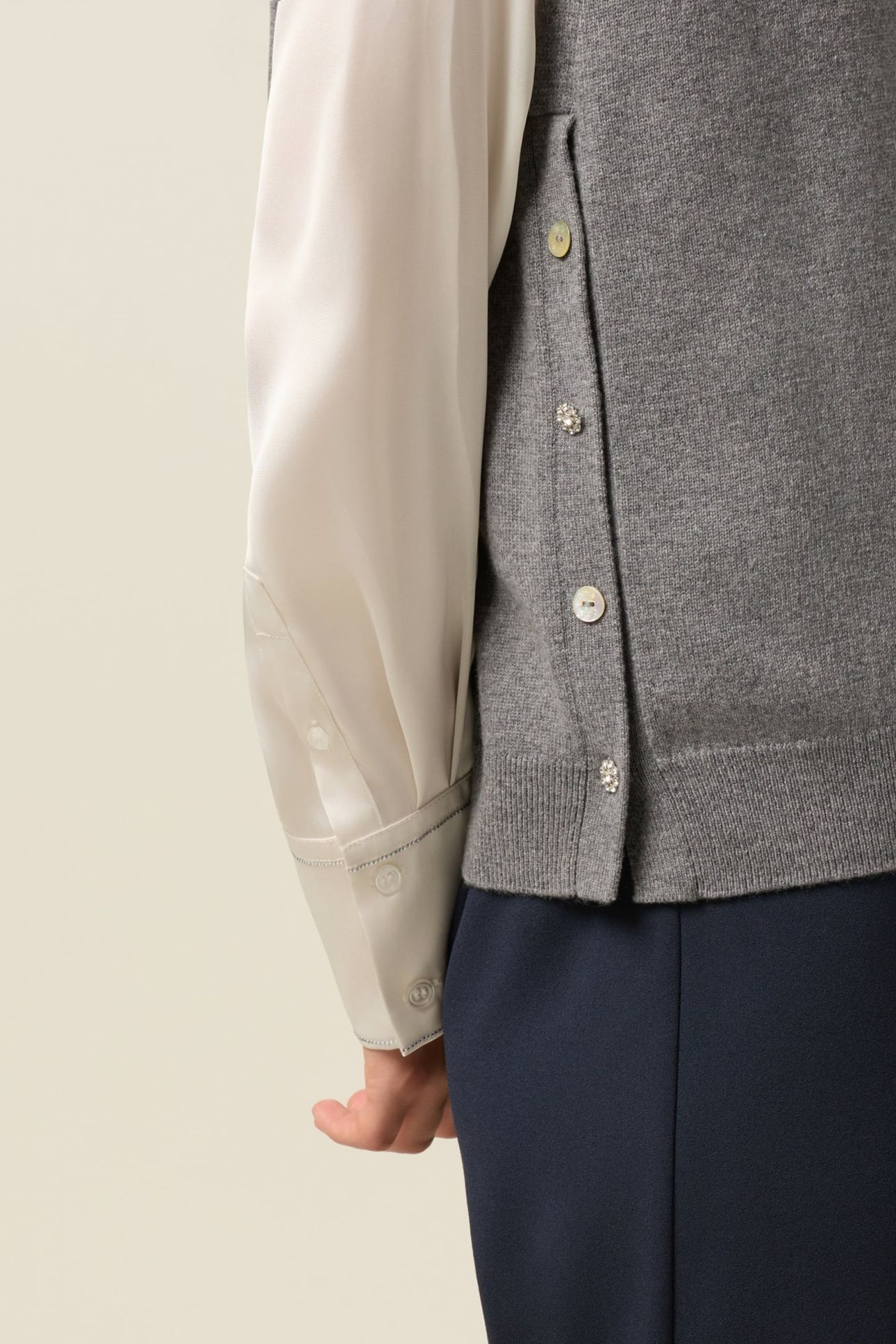 WOOL AND CASHMERE CARDIGAN WITH BUTTONS GREY 9