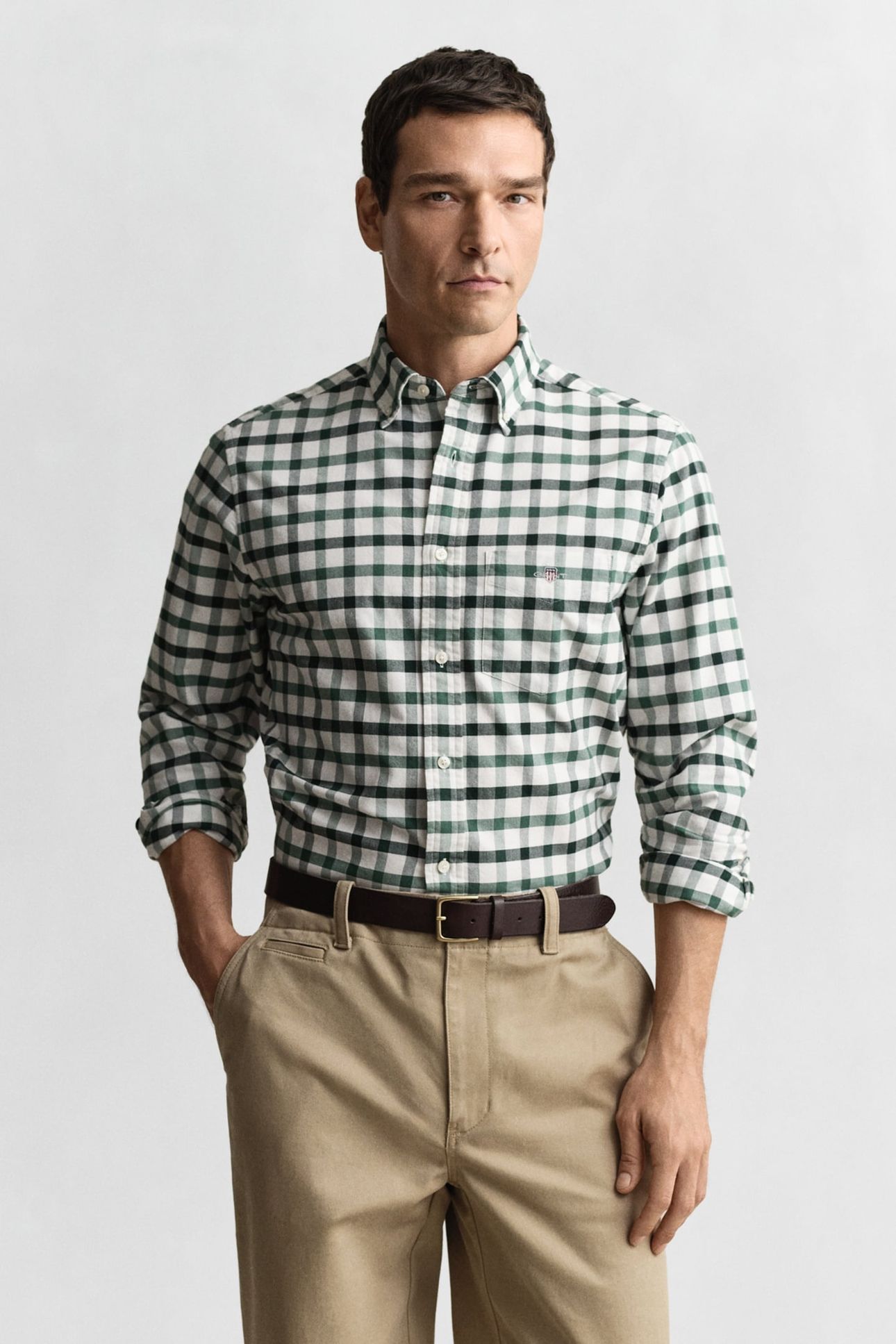 REG OXFORD CHECK SHIRT WOODY GREEN 1
