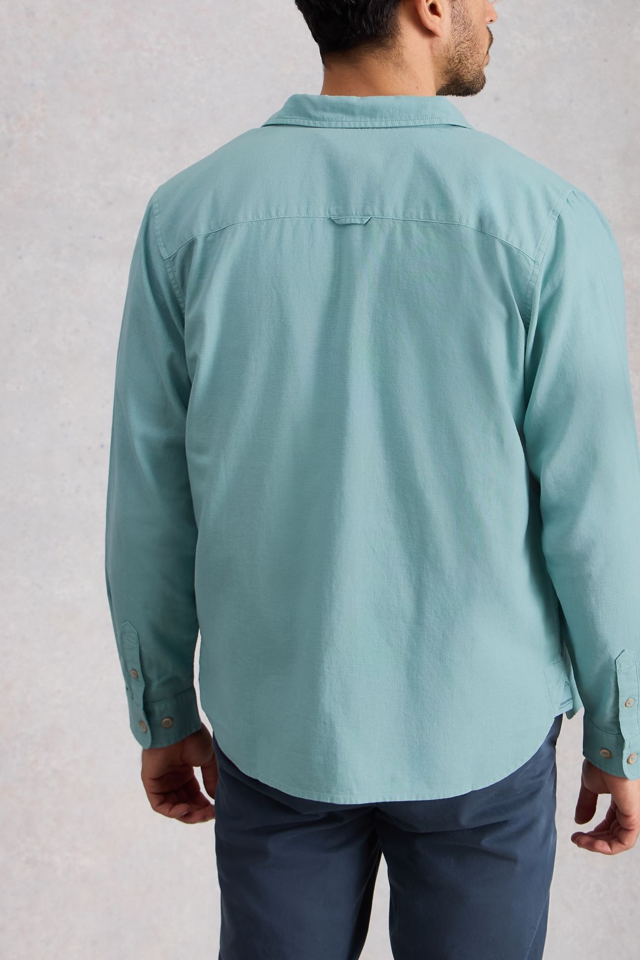 ELY LINEN COTTON LS SHIRT MID BLUE 3