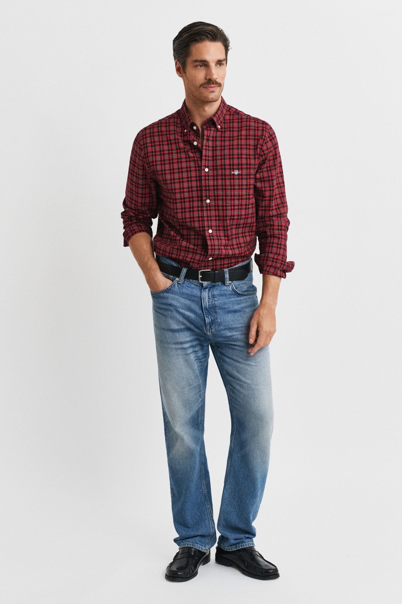 REG CLASSIC POPLIN CHECK SHIRT RUBY RED 3