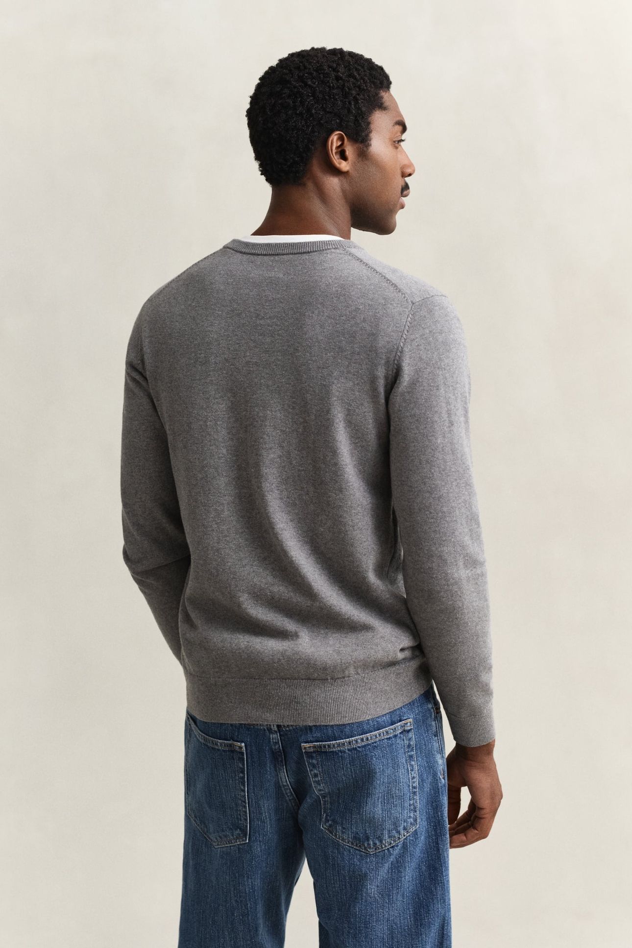 CLASSIC COTTON V-NECK DARK GREY MELANGE 3